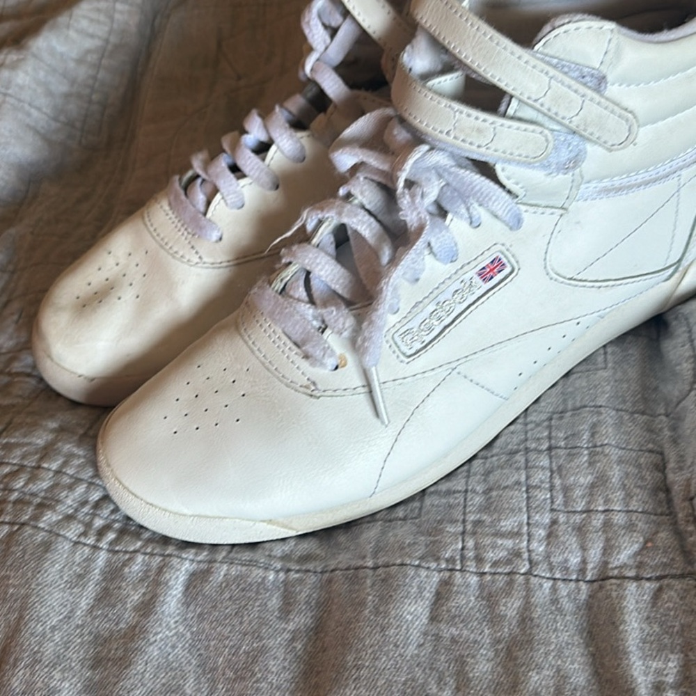 Reebok White Freestyle High-Top Sneakers - 2 available size 10 or 11 women’s.